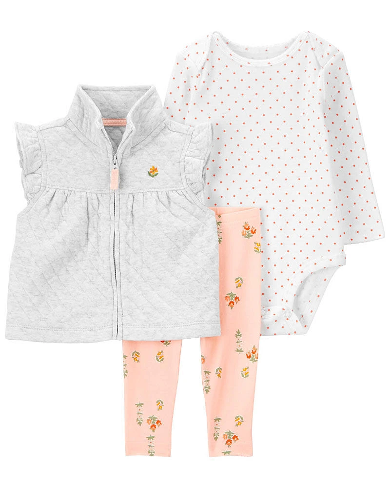 Carter's Three Piece Little Vest Set Grey 24M