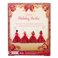 Barbie Joyeux Noël 2024 Poupée Barbie blonde emblématique portant une robe à carreaux, cadeau collector pour les fêtes, avec emballage de présentation