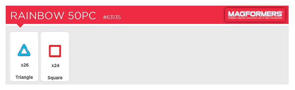 Magformers - Ensemble de base arc-en-ciel de 50 pièces - Édition anglaise