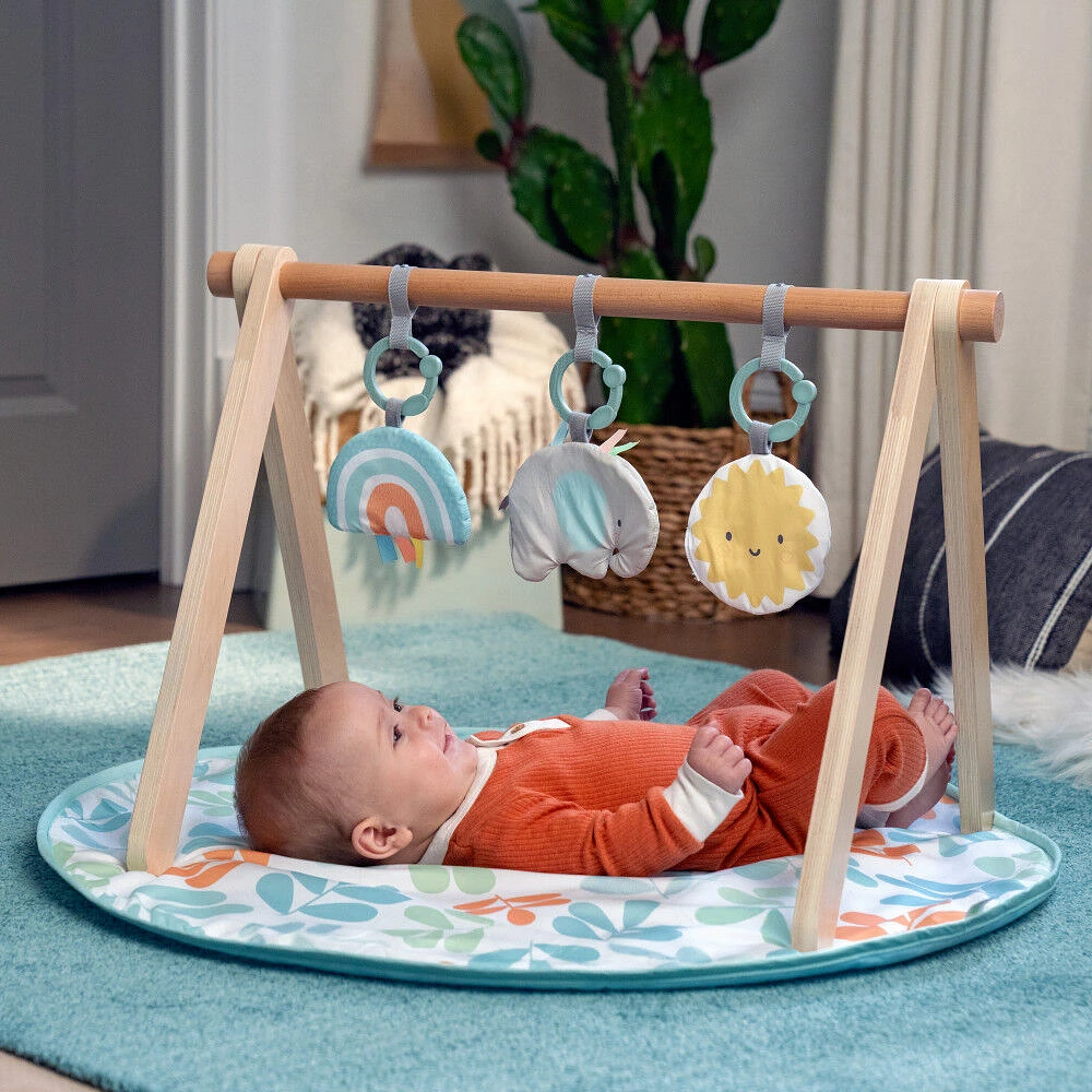 Arc d'activités naturelles d'Ingenuity Sun Valley Wooden Toy Arch et tapis d'éveil Play Mat