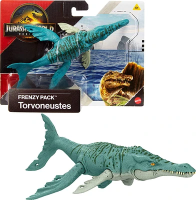 Jurassic World Rebirth Frenzy Pack Torvoneustes Dinosaur Figure, Authentic Toy, Digital Play