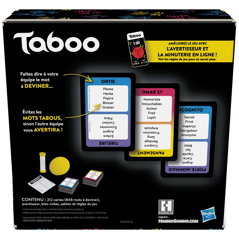 Jeu Taboo classique, jeu de mots à deviner, jeu de groupe pour ados et adultes, jeu de société pour 4 joueurs et plus - Édition française