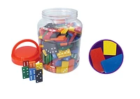 168 Colored Wood Dominoes In Bucket