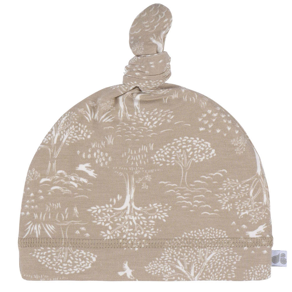 Just Born  - 2 piece Swaddle Blanket+Hat Ivory Tan Forest