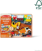 Melissa and Doug - Constuction Vehicles Wooden Chunky Puzzle