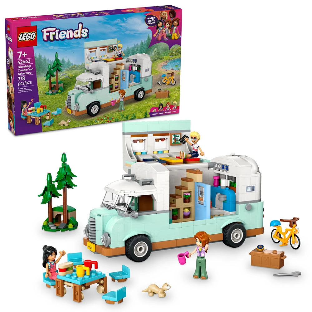 LEGO Friends Friendship Camper Van Adventure Toy Building Set - Pretend Play Set with 3 Minidolls - 42663