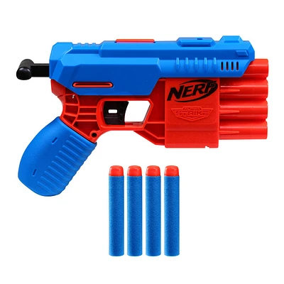 Nerf Alpha Strike Claw QS-4 Blaster and 4 Official Nerf Elite Foam Darts -- 4-Dart Blasting -- Easy Load-Prime-Fire