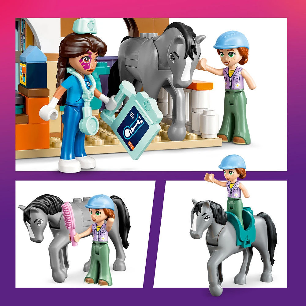 LEGO Friends La clinique vétérinaire pour chevaux et animaux de compagnie, Jouet de simulation avec 3 minipoupées et 5 animaux 42651