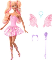 Barbie Fantaisie Poupée Fée, ailes et tenue à changement de couleur