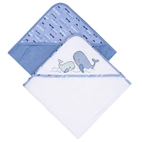 Koala Baby - Blue Whale Woven Hooded Towel - 2 Pack