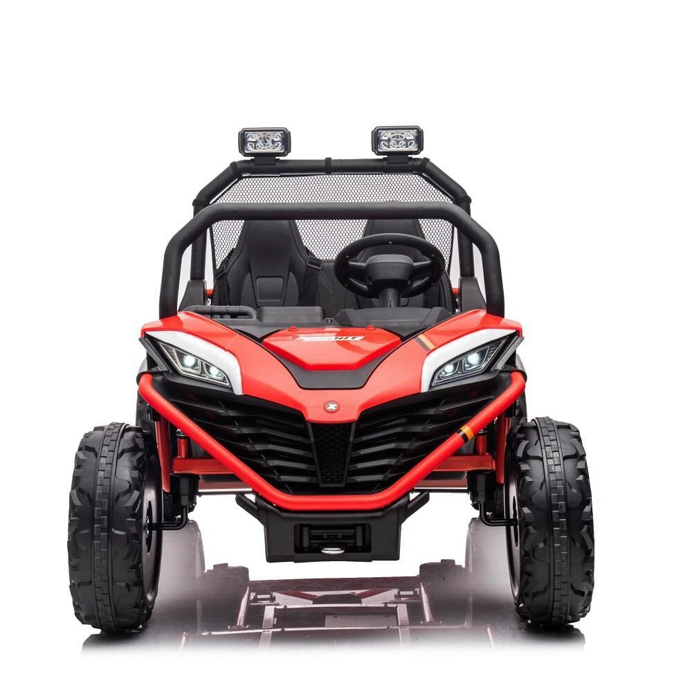 KIDSVIP UTV porteur 4X4 Dune Buggy 2 places 12 V sous licence pour enfants et tout-petits avec RC - Rouge