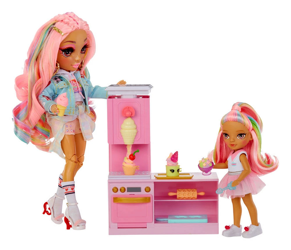 Rainbow High Littles Dessert Shop Playset + Small Doll (Pink 5.5")