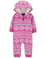 Combinaison en Sherpa à motif jacquard rose Carter's 9M