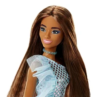 Barbie- Poupée - Brunette avec robe sarcelle métallique