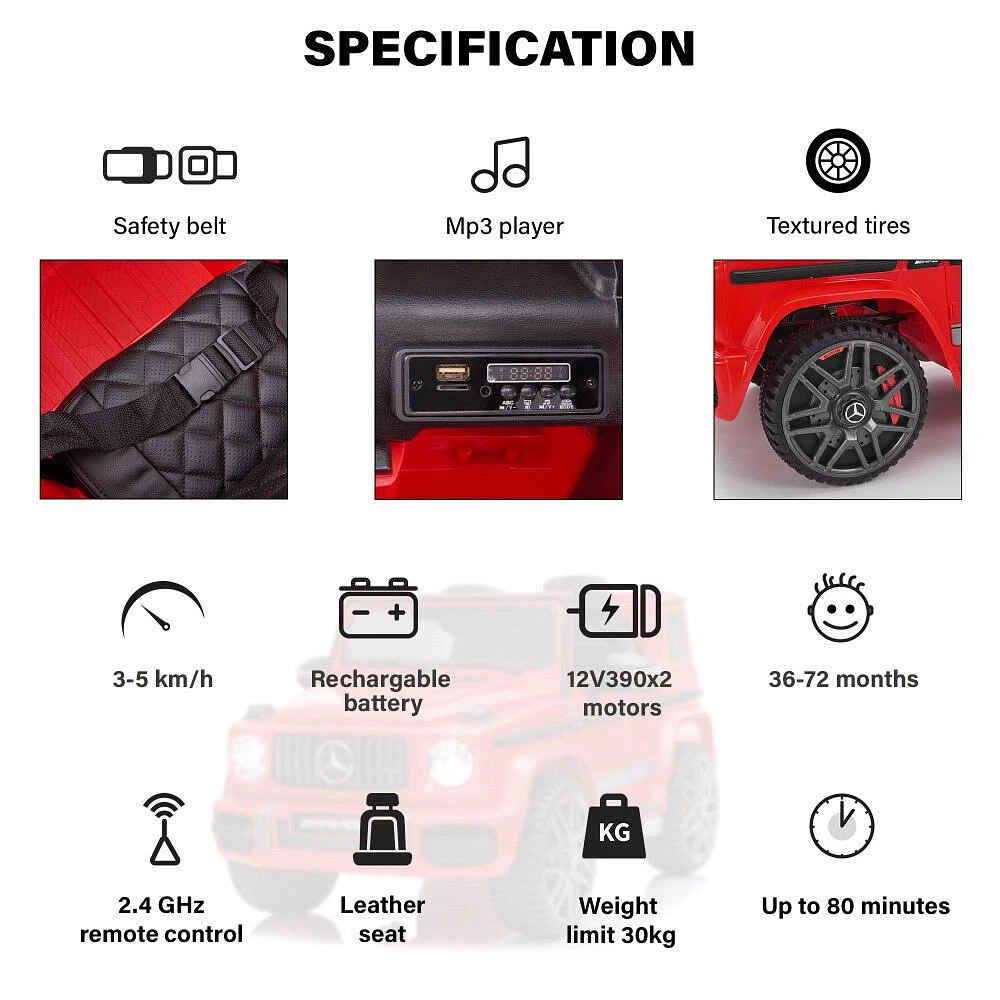 Voltz Toys Mercedes-Benz AMG G65 avec télécommande, rouge