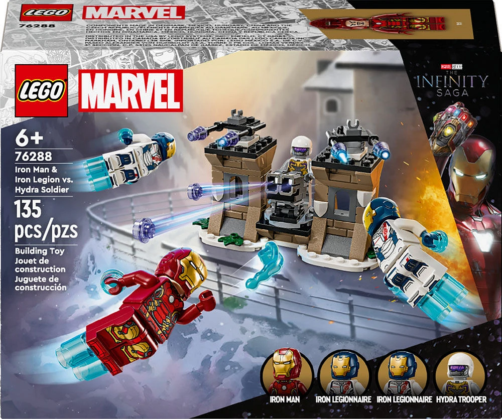 LEGO Marvel Iron Man & Iron Legion vs. Hydra Soldier Avengers Toy, Marvel Gift for Young Super Heroes, 76288