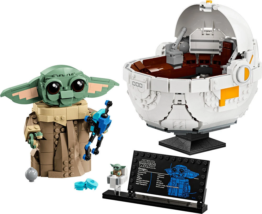 LEGO Star Wars : Le Mandalorien Grogu et son landau à répulseurs, Figurine à construire et à collectionner 75403