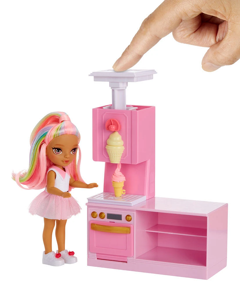 Rainbow High Littles Dessert Shop Playset + Small Doll (Pink 5.5")