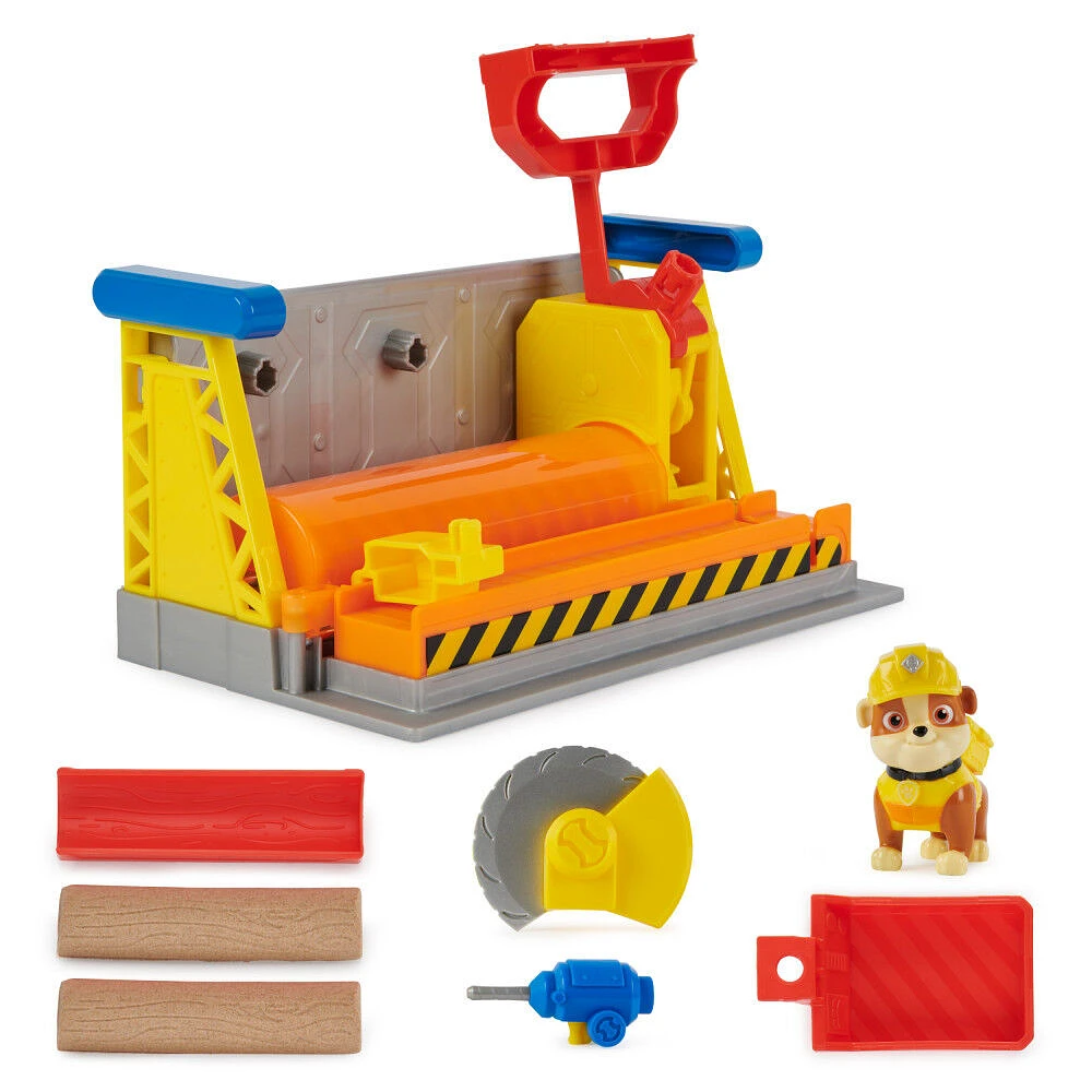 Rubble and Crew, coffret Rubble's Workshop, jouets de construction avec sable Kinetic Build-It Sand, figurine articulée Ruben