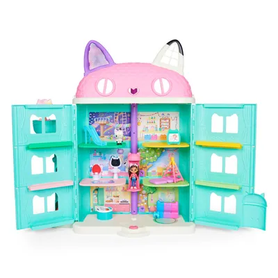 DreamWorks Gabby's Dollhouse, Purrfect Dollhouse with 2 Toy Figures, 8 Furniture Pieces, 3 Accessories, 2 Deliveries and Sounds