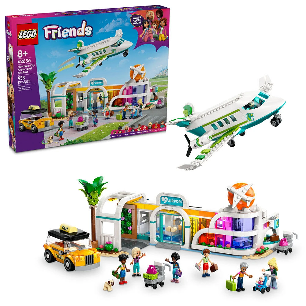 LEGO Friends L'aéroport et l'avion de Heartlake City, Ensemble de construction, Ensemble de jeu avec minipoupées et chien 42656