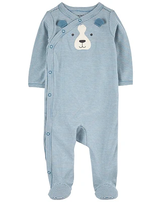 Carter's Striped Dog Side Snap Cotton Sleep And Play Pajamas