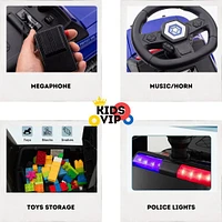 KIDSVIP Voiture électrique 3 en 1 pour tout-petits, édition Police, 6 V, voiture électrique à pousser