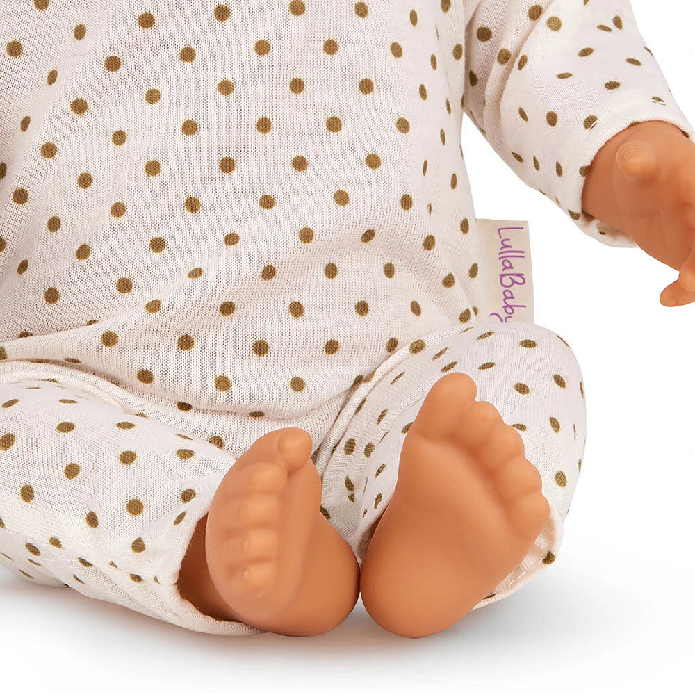 LullaBaby Baby Doll - Ivory Polka Dot Pajama Brown Eyes & Olive Skin Tone