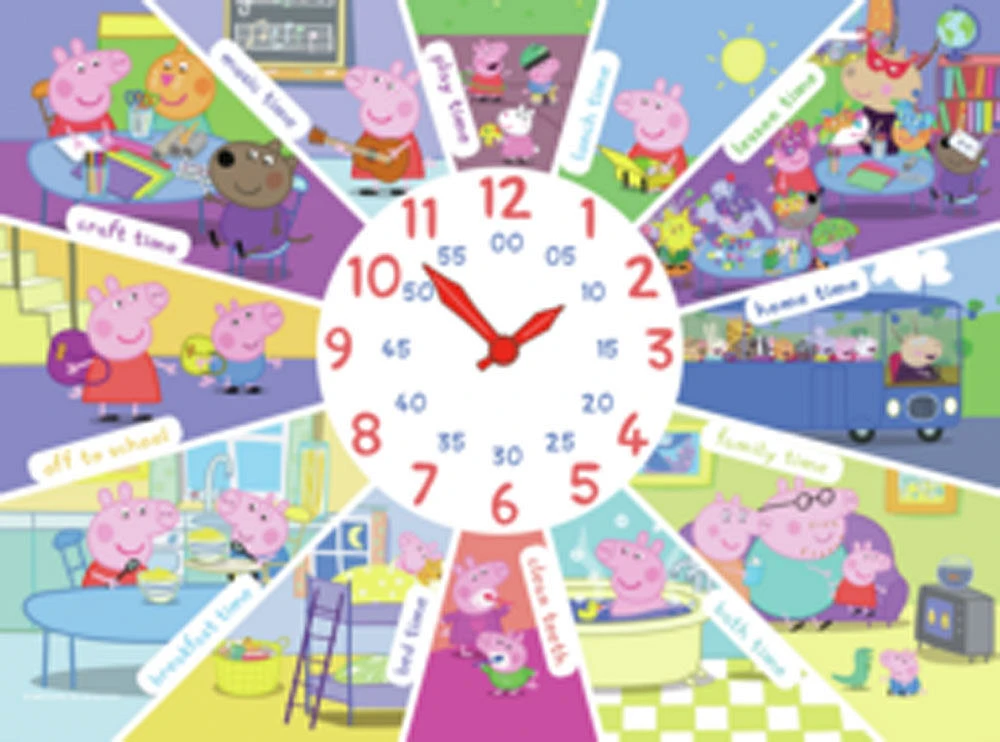 Ravensburger Peppa Pig - Apprendre l'heure avec un puzzle horloge, puzzle de 60 pièces - Édition anglaise