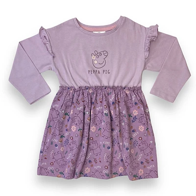 Peppa Pig Frill Long Sleeve Dress - Purple 2T