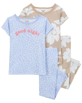 4-Piece Floral 100% Snug Fit Cotton Pajamas  