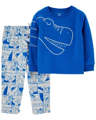 Carter's Two Piece Dinosaur Fleece Pajamas Blue  2T