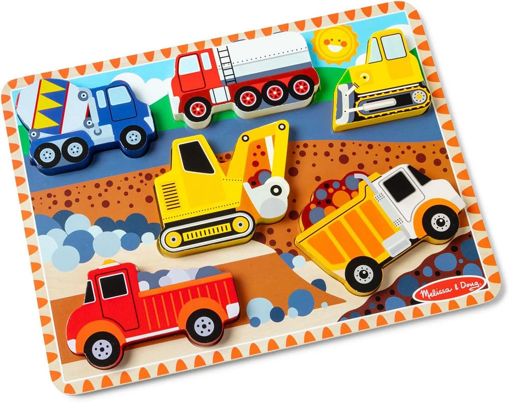 Melissa and Doug - Constuction Vehicles Wooden Chunky Puzzle