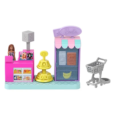 Barbie Mini BarbieLand Collectible Supermarket Playset with 1.5-inch Barbie Doll, Interactive Play Areas for Storytelling Fun
