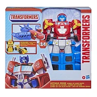 Transformers, Optimus Prime Jumbo Jet de course avec figurine Bumblebee voiture de course de 11 cm