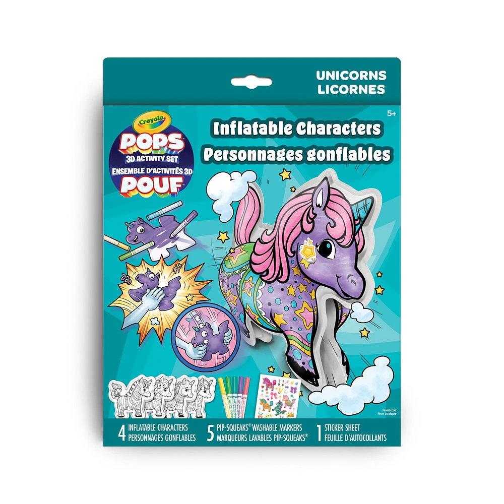 Ensemble d'activités de personnages gonflables Crayola POPS 3D, Licornes