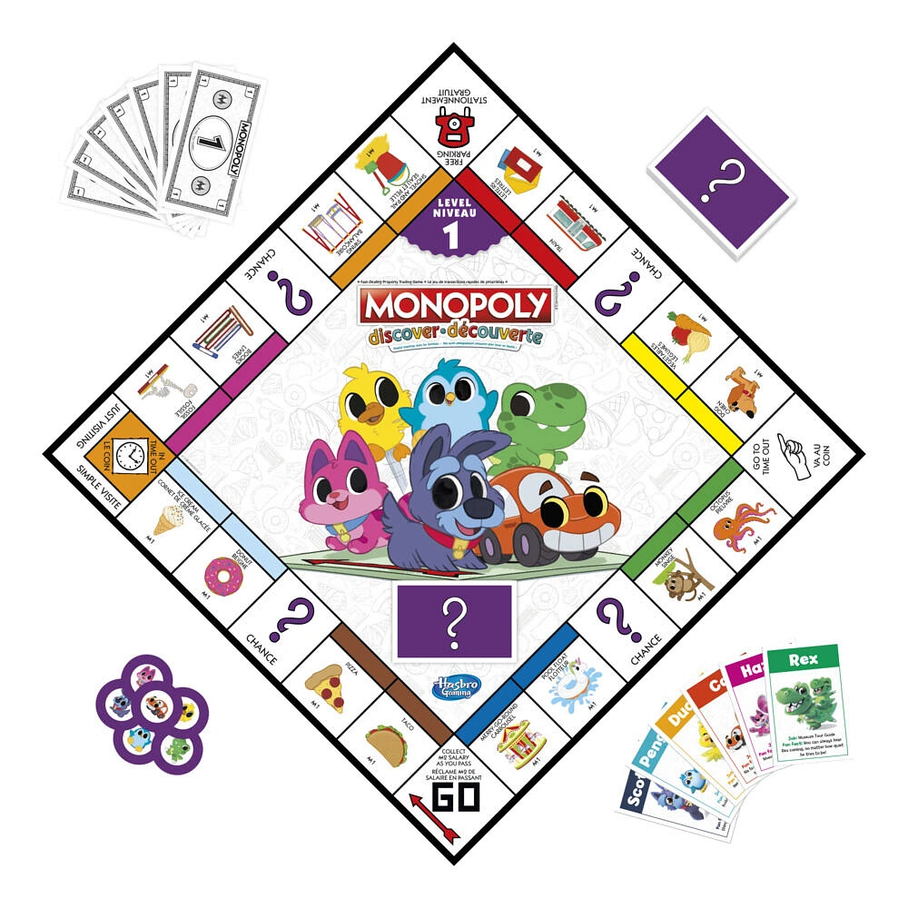 Monopoly Découverte, jeu de plateau, plateau réversible, 2 niveaux, outils pédagogiques