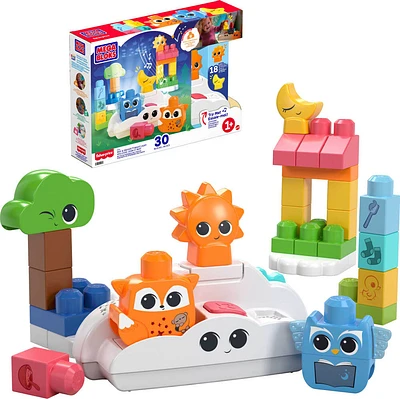 MEGA Fisher- Price Rise & Snooze Night Light Sensory Block Toy (30 Pieces)