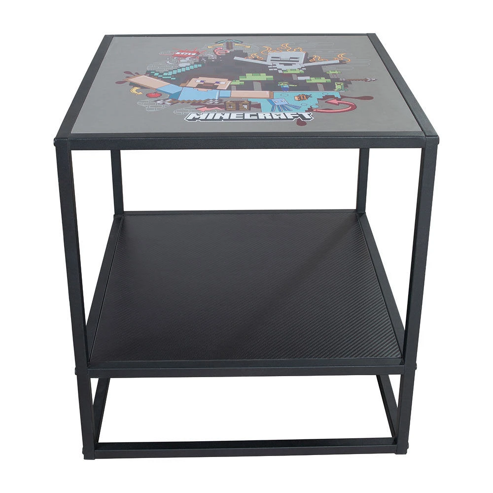 Phoenix Minecraft Side Table with Storage Shelf