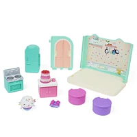 DreamWorks, Gabby's Dollhouse, Bakey with Cakey Kitchen avec figurine et 3 accessoires, 3 meubles et 2 boîtes surprises