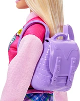 Barbie-J'aime l'École-Coffret Poupée blonde en tenue et 7accessoires