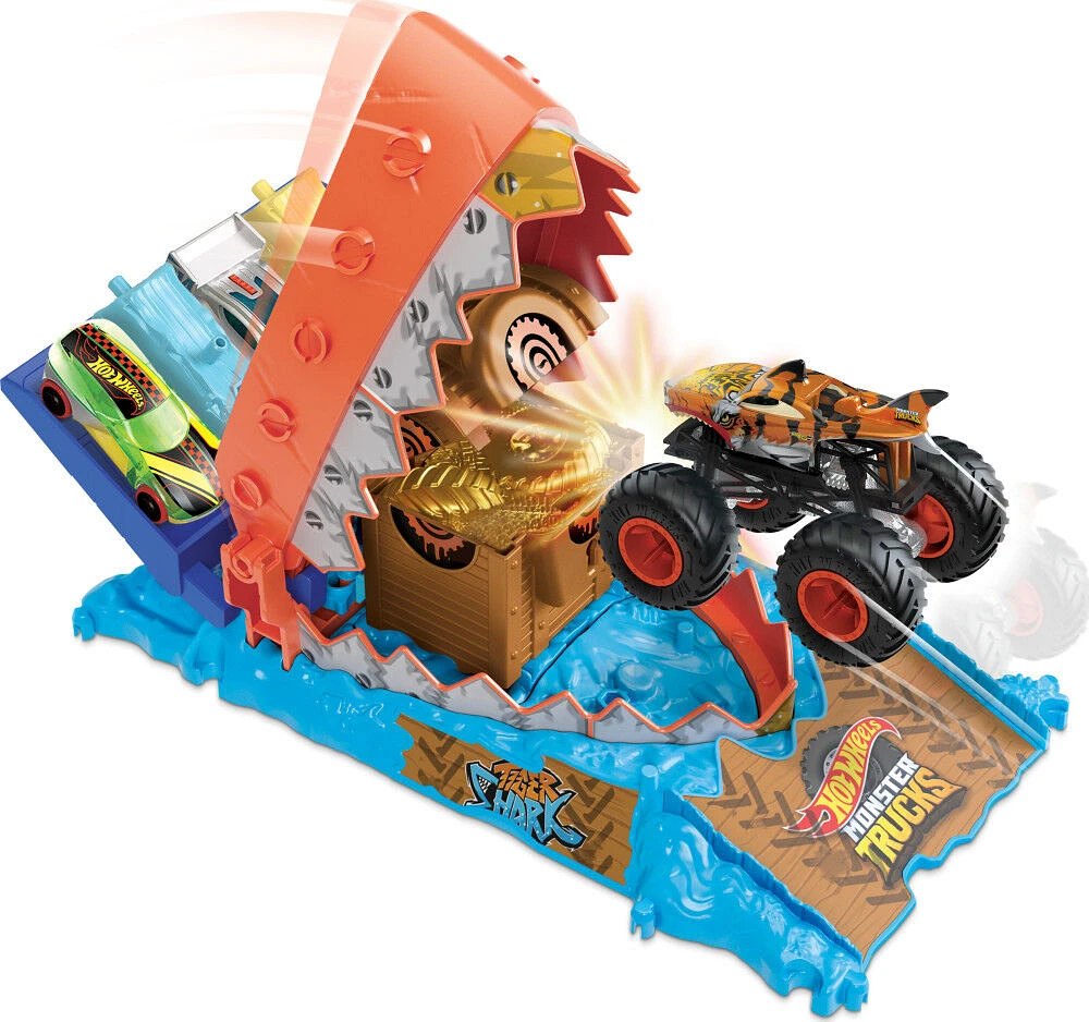 Hot Wheels Monster Trucks Arena Smashers Treasure Chomp Challenge Playset