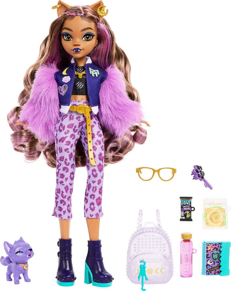 Monster High Poupée, animal et accessoires Clawdeen Wolf, Croissant