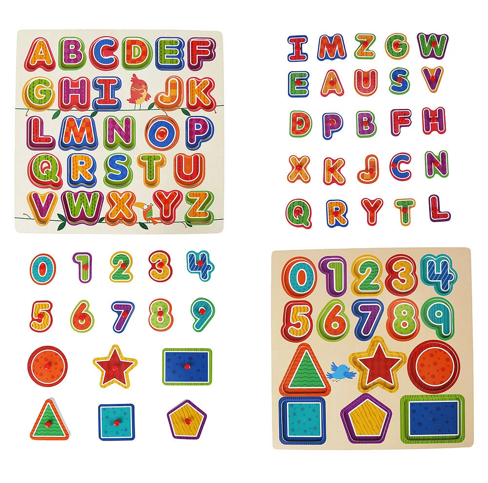 Puzzles Alphabet, Chiffres Et Formes - 1 par commande, l'assortiment peut varier (Chacun vendu séparément, sélectionné au hasard)