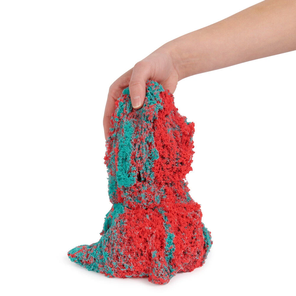 Kinetic Sand, Mold n' Flow, 680 g de sable rouge et turquoise, 3 outils, jouets sensoriels