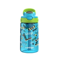 Bouteille d’eau antifuite et antidéversement pour enfants Contigo Aubrey avec paille, patineur lime framboise bleue, 414 ml