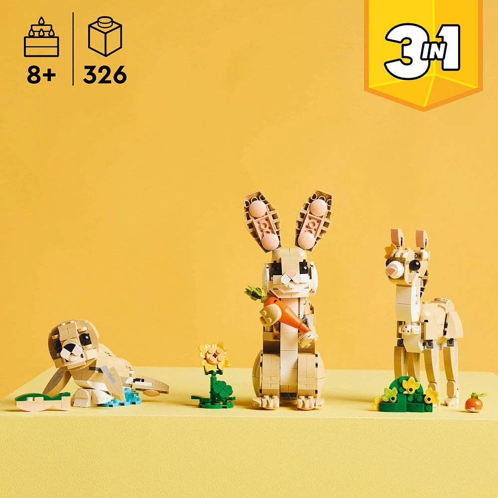 LEGO Creator 3en1 Le lapin mignon, Ensemble de jeu, Se transforme en lama ou en phoque 31162