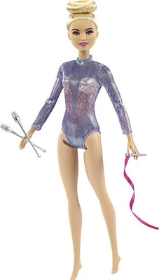 Barbie Poupée Gymnaste rythmique blonde, 3,4cm, justaucorps