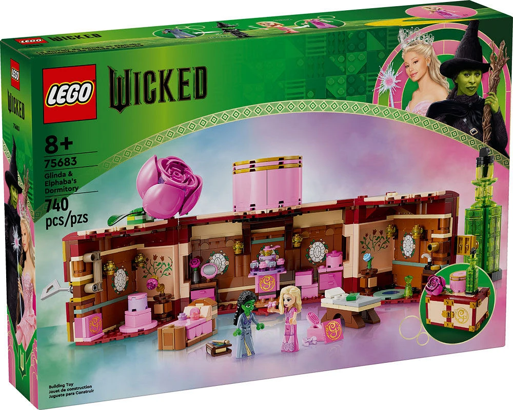 LEGO Wicked Glinda & Elphaba's Dormitory Collectible Toys, Kids Witch Toys with Mini Glinda Doll, 75683