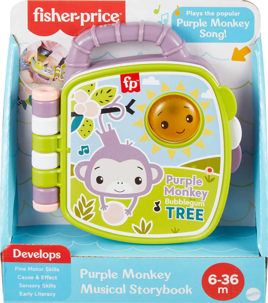 Fisher-Price Livre Interactif Singe Violet, avec lumières et sons - Édition anglaise